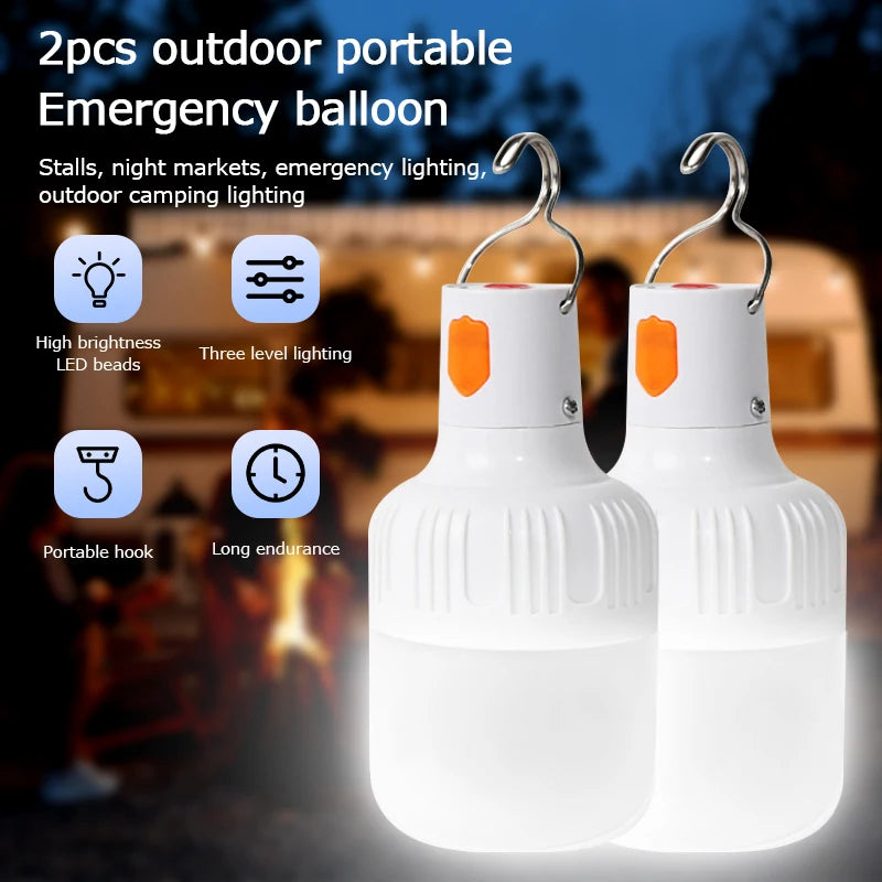 USB Rechargeable LED Camping Lantern Bulb with Hook – 2/4 Pack LED Camping Lantern Axl