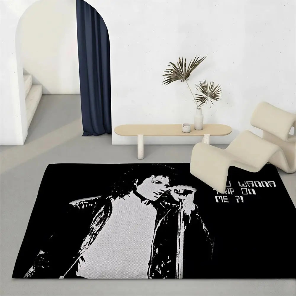 Michael Jackson Pop Icon Flannel Floor Mat – Non-Slip Rug Flannel Floor Mat Axl White4 120x160cm