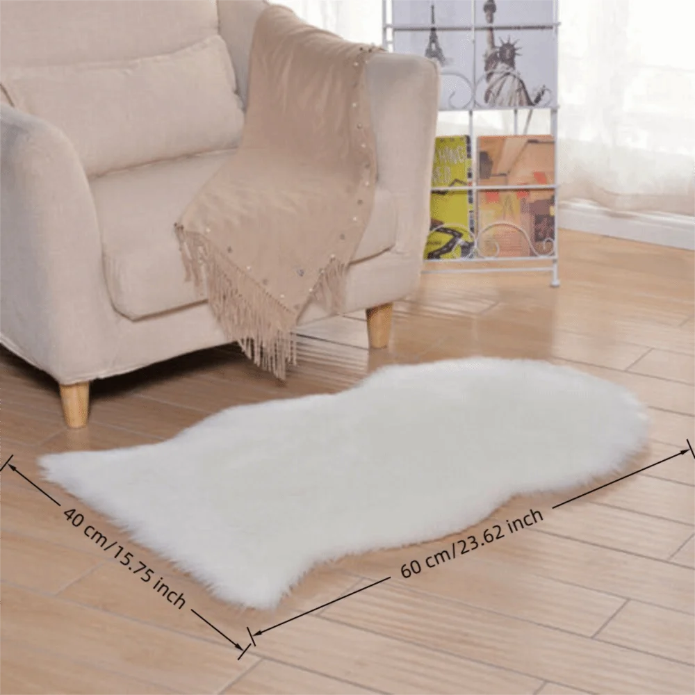 Faux Sheepskin Shaggy Rug – Soft Fluffy Mat for Home Decor Shaggy Area Rug Axl