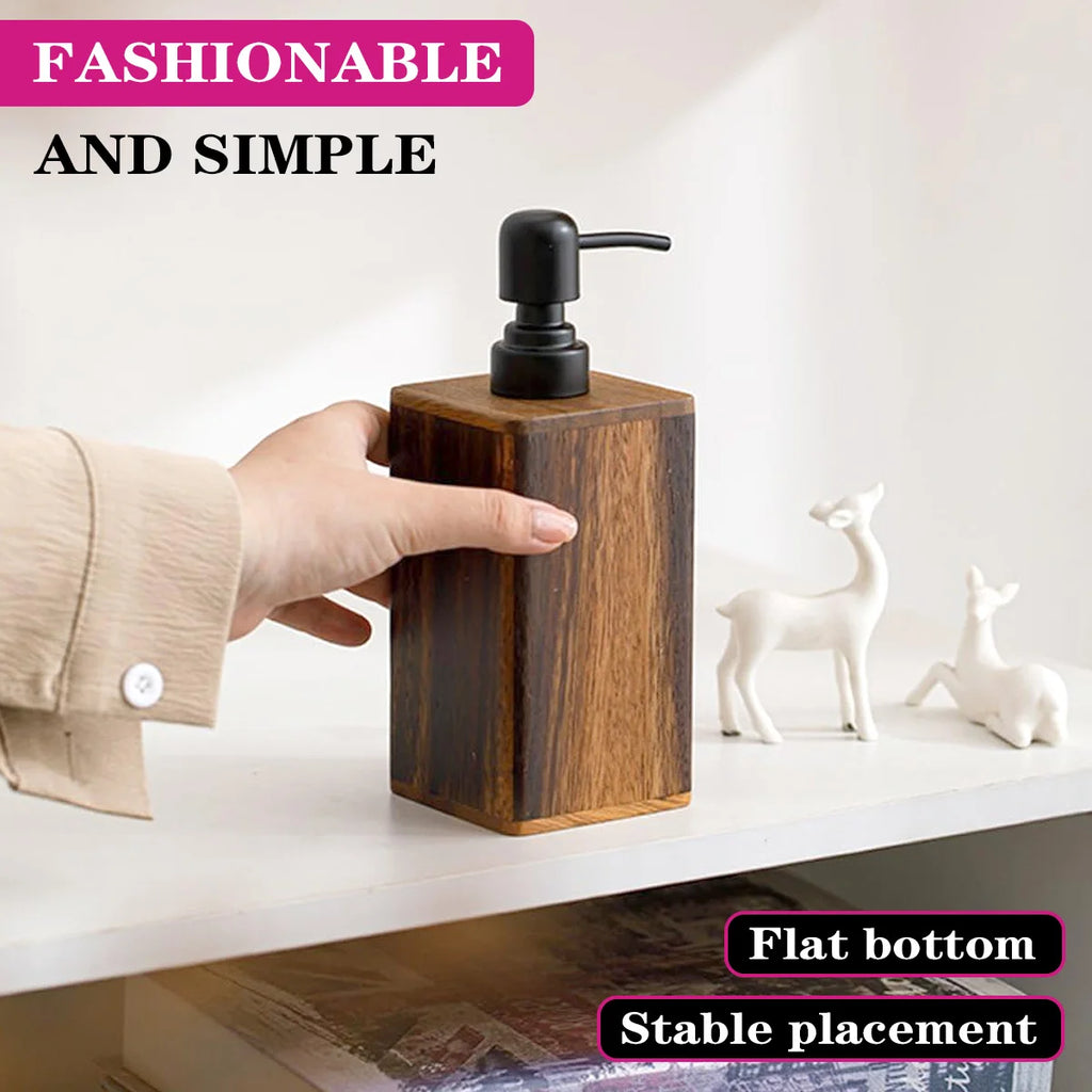 Solid Walnut Wood Soap Dispenser – Refillable Lotion Pump Wood Soap Dispenser Axl