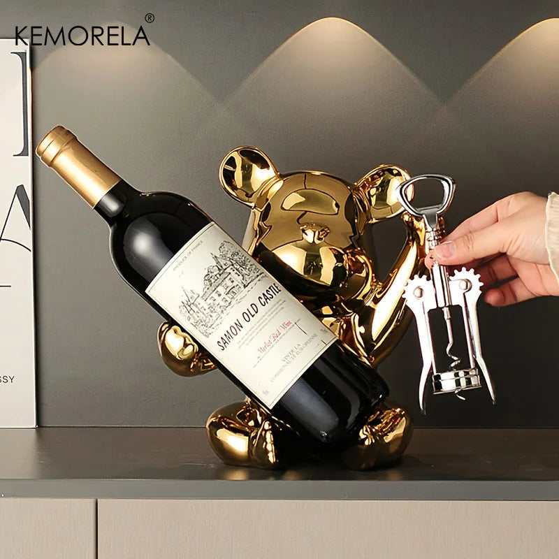 Ceramic Cartoon Wine Rack with Bottle Opener | Home Bar Decor Decorative Wine Rack Axl