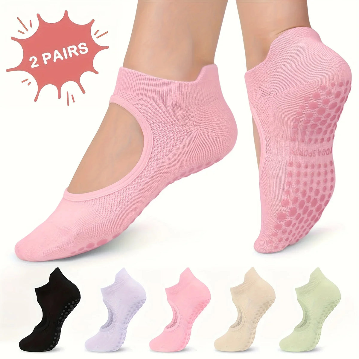 Women's Non-Slip Open Toe Yoga Pilates Socks with Arch Support Yoga Grip Socks Axl
