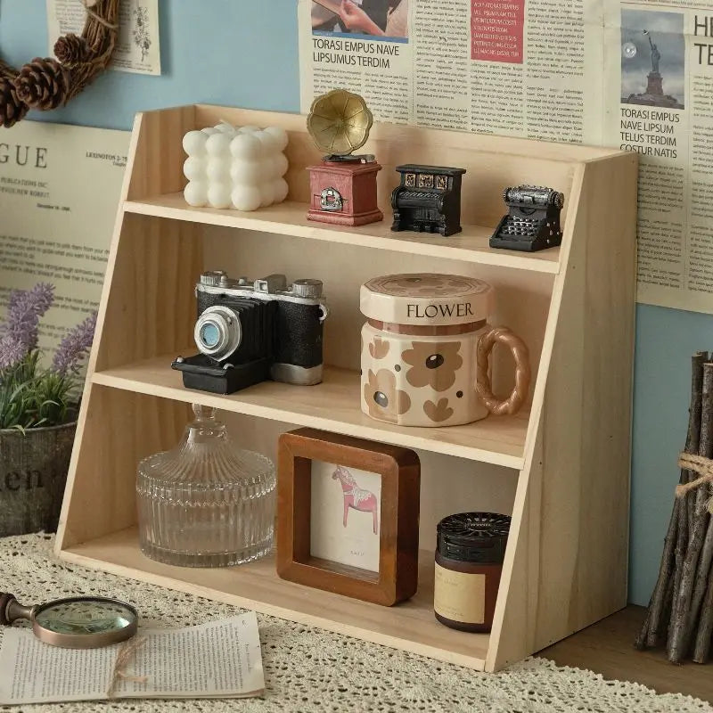 Solid Wood Multi-Layer Desktop Cosmetics Organizer Rack Cosmetics Storage Rack Axl