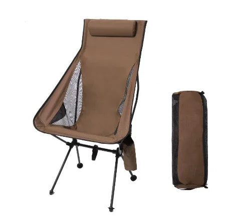 Westtune Folding Camping Chair with Headrest | Aluminum Frame Folding Camping Chair Axl Brown