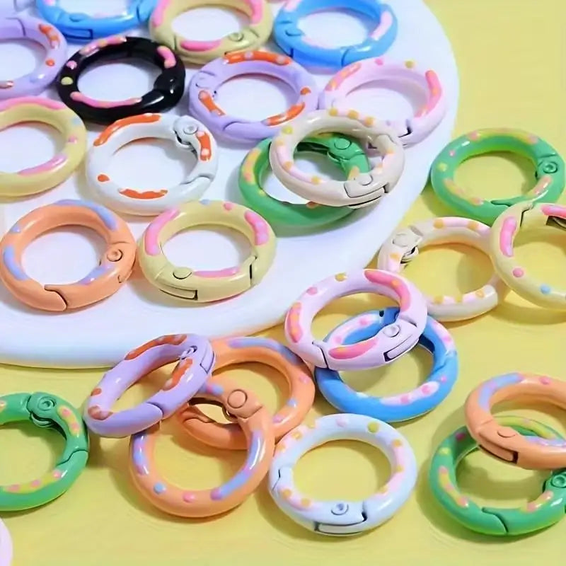 8-Piece Colorful Donut Spring Gate Carabiner Key Rings Set Carabiner Key Rings Axl