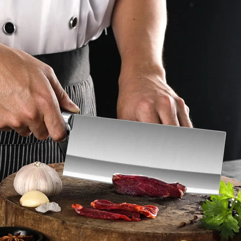 InLeung Chef Cleaver Knife – Sharp Stainless Steel & Wood Handle Chef Cleaver Knife Axl