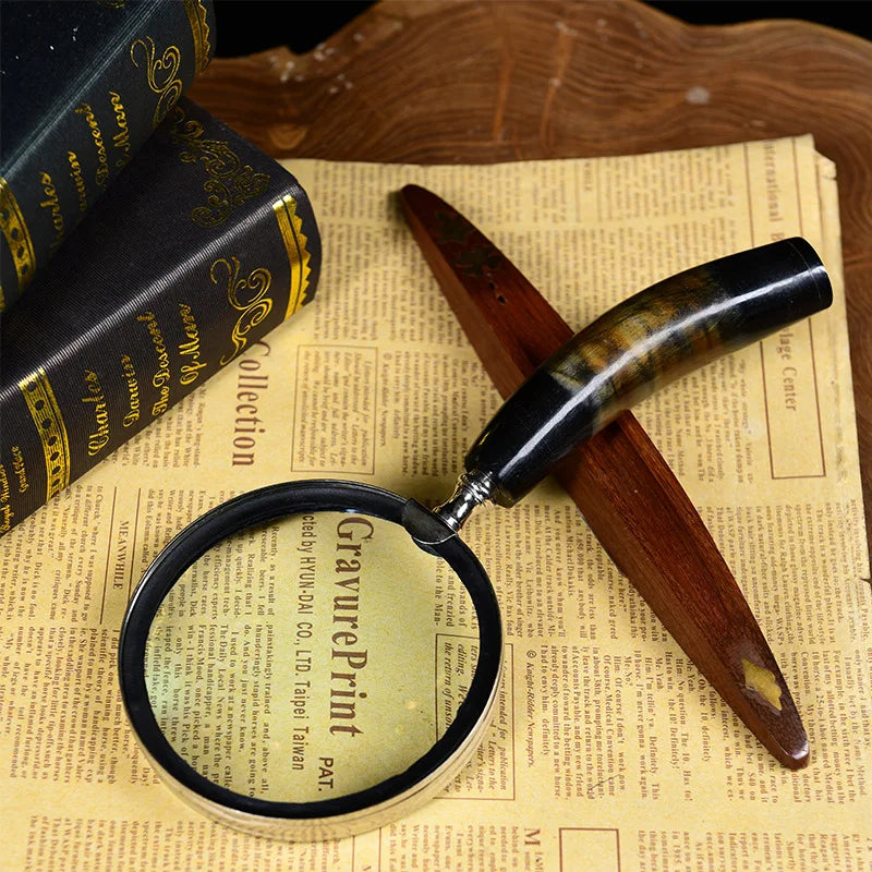 Retro Brass Horn Magnifying Glass – Vintage Desk Ornament Decorative Magnifying Glass Axl 2