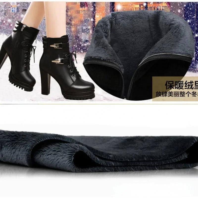Women's Retro Chunky High Heel Ankle Boots | Elegant Winter Women's Ankle Boots Axl