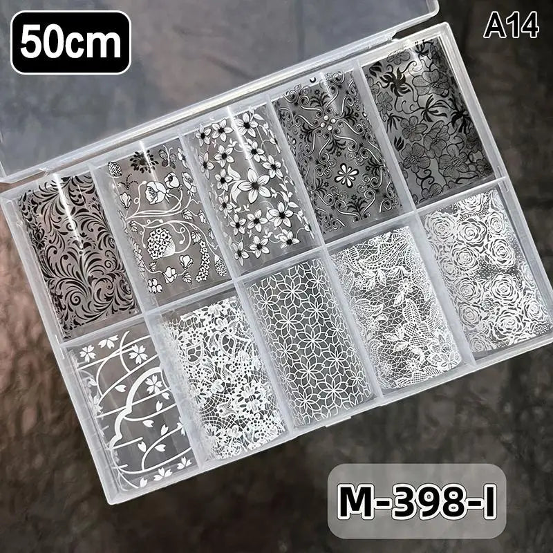 Lace Flower Nail Transfer Foils & Stickers – DIY Nail Art Nail Art Stickers Axl A14