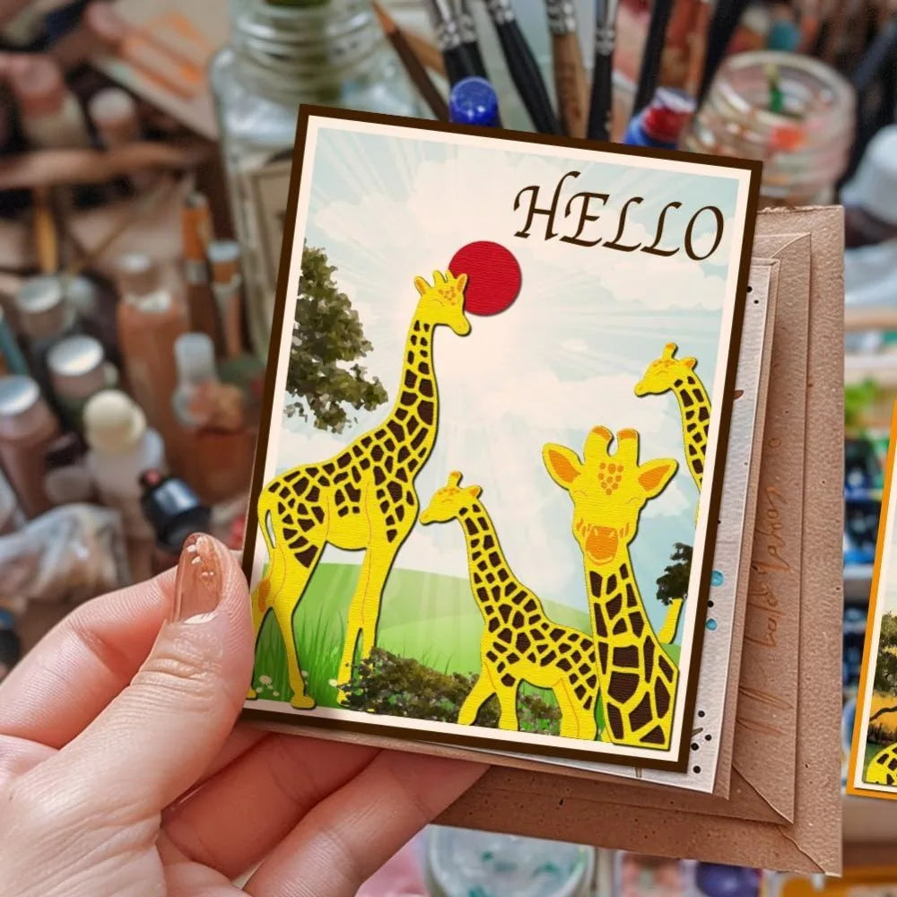 2-Pc Giraffe Metal Cutting Dies – Embossing Scrapbooking Stencil Craft Cutting Dies Axl