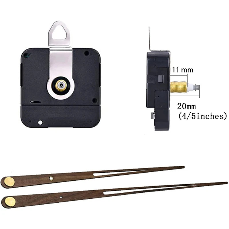 Quartz Clock DIY Kit – Silent Movement & Walnut Pointers Clock DIY Kit Axl Shaft Length 20mm