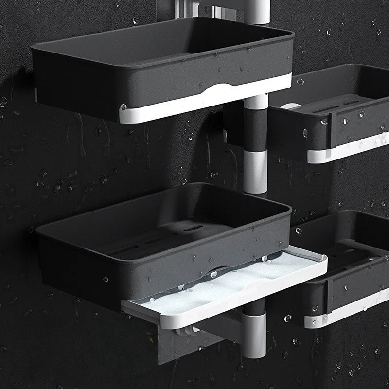 Wall Mounted Rotating Soap Dish – 4-Tier Drain Storage Rack Soap Dish Rack Axl