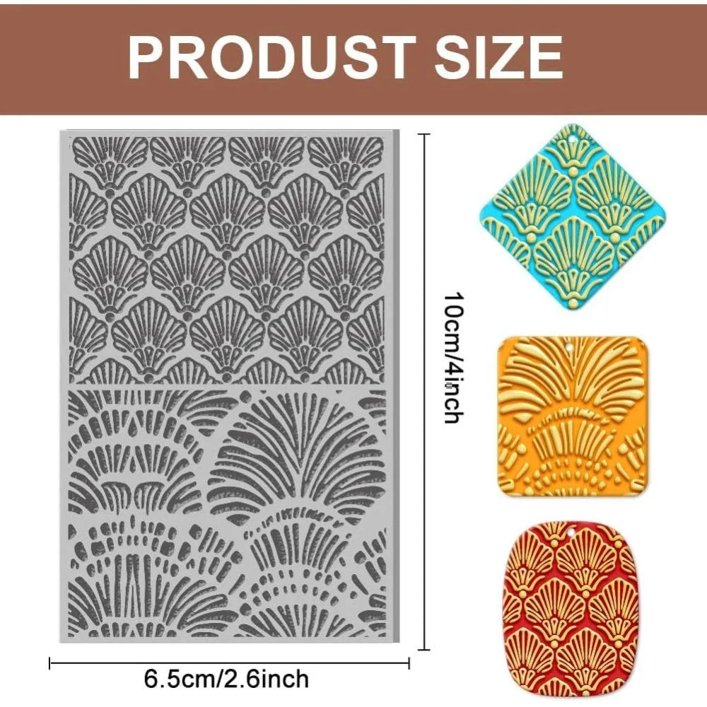 Abstract Shells Polymer Clay Texture Mat – DIY Stamp Tool Clay Texture Mat Axl
