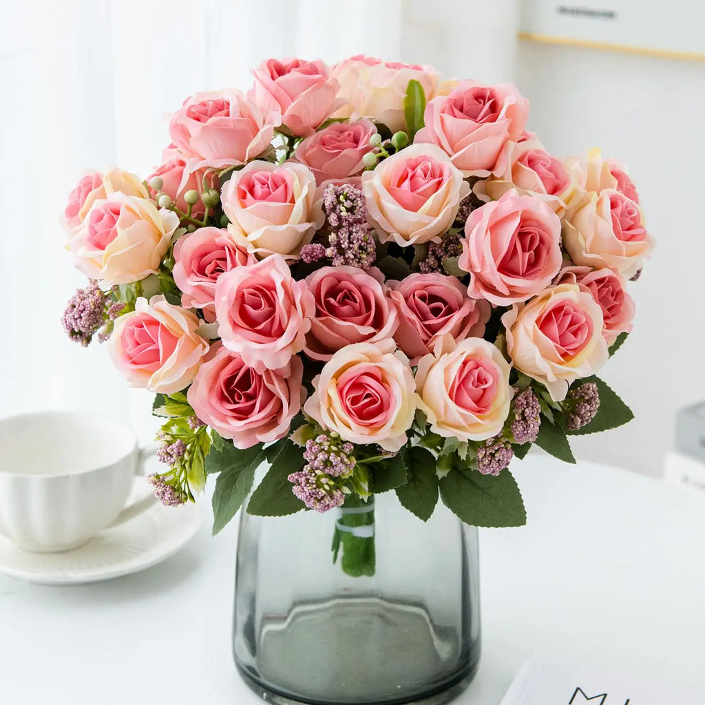 Artificial Silk Rose Bouquet – Wedding & Home Décor Artificial Flower Bouquet Axl