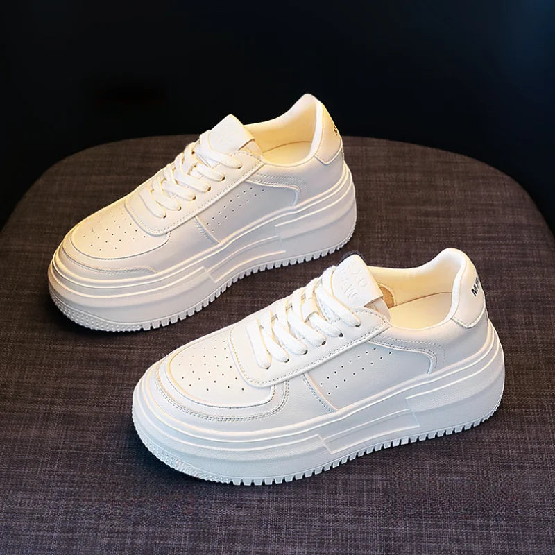 YBQJOO Women's Platform Vulcanized Sneakers – Thick Sole Flats Platform Sneakers Axl