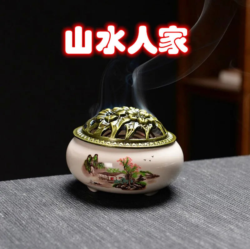 Ceramic Incense Burner – Sandalwood Box & Incense Diffuser Incense Burner Axl Landscape people