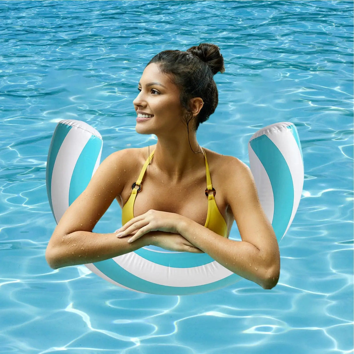 U-Shaped Inflatable Pool Float – Striped Arch Noodle Ring Inflatable Pool Float Axl