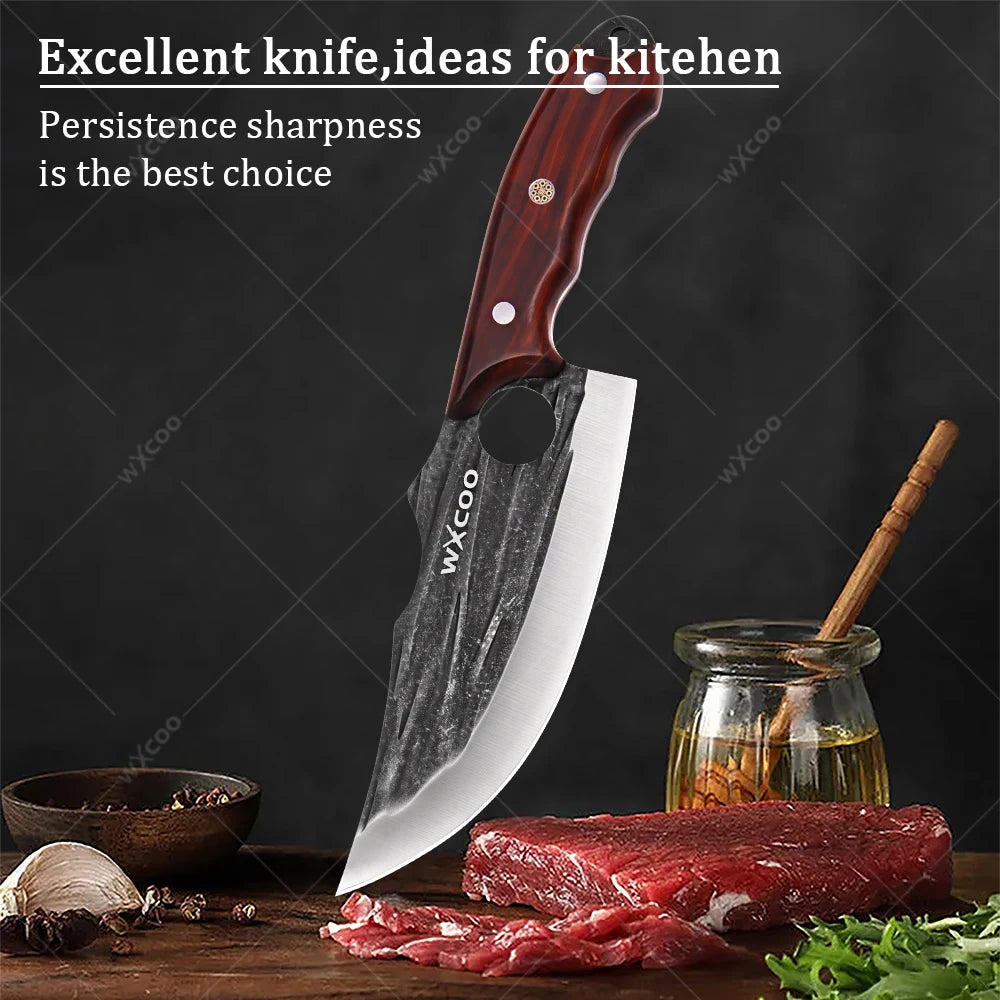 Forged Stainless Steel Meat Cleaver & Japanese Chef Knife Kitchen Knife Set Axl