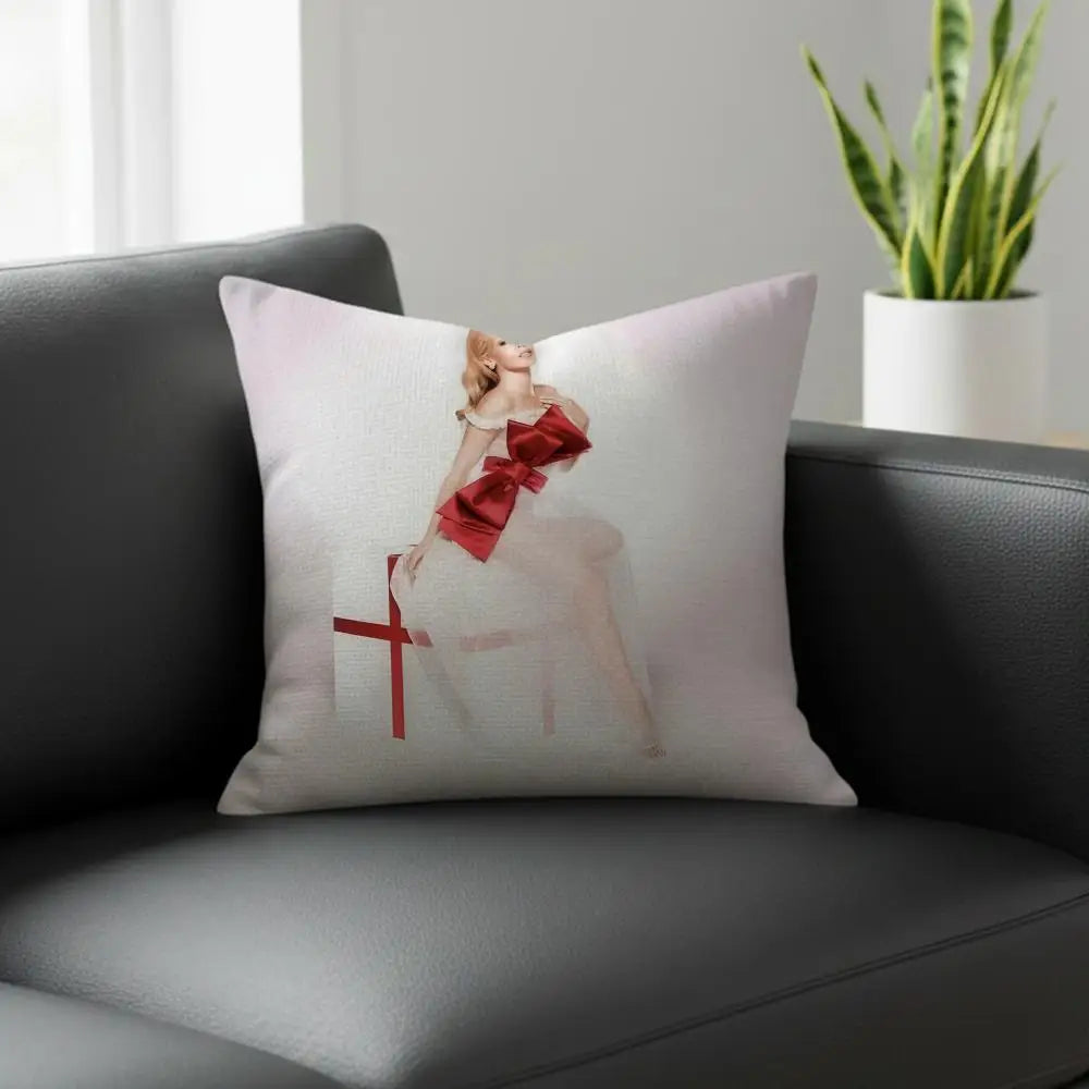 Kylie Minogue Christmas Linen Cushion Cover | Sofa Pillowcase Decorative Cushion Cover Axl White8 30X30cm