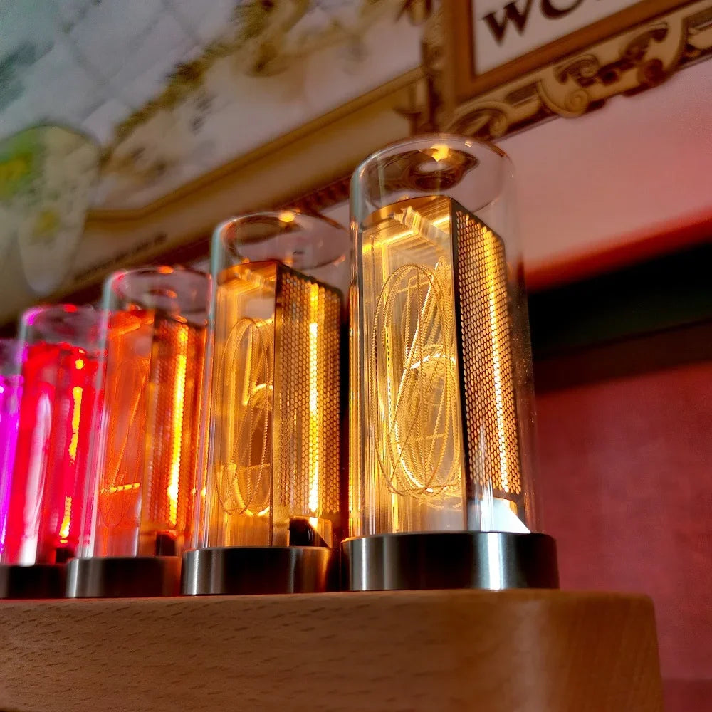 Nixie Tube Clock Wood RGB LED DIY Kit – Cyberpunk Desk Clock Nixie Tube Desk Clock Axl BEECH