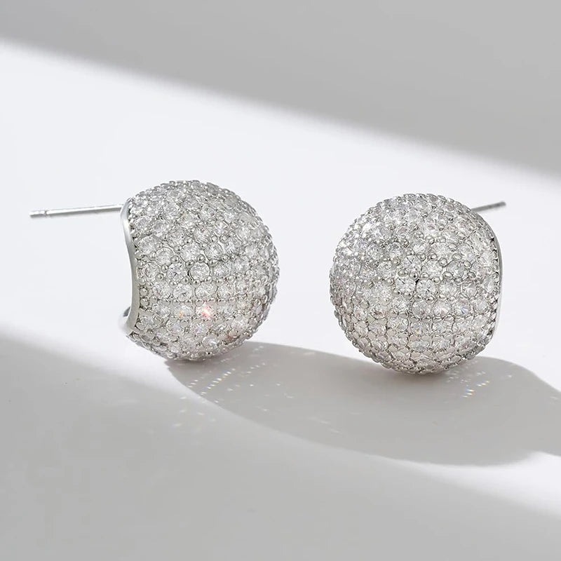Huitan CZ Half Ball Stud Earrings – Sparkling Cubic Zirconia CZ Stud Earrings Axl E4783