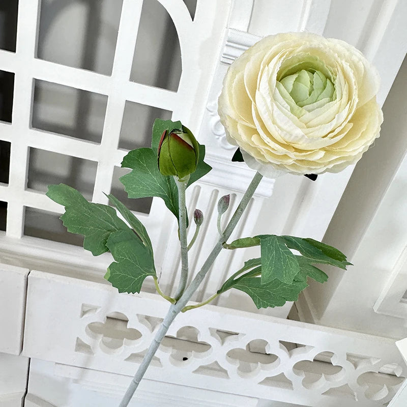 Artificial Ranunculus Flower Branch – 2-Head Silk Rose, 50cm Artificial Flower Branch Axl