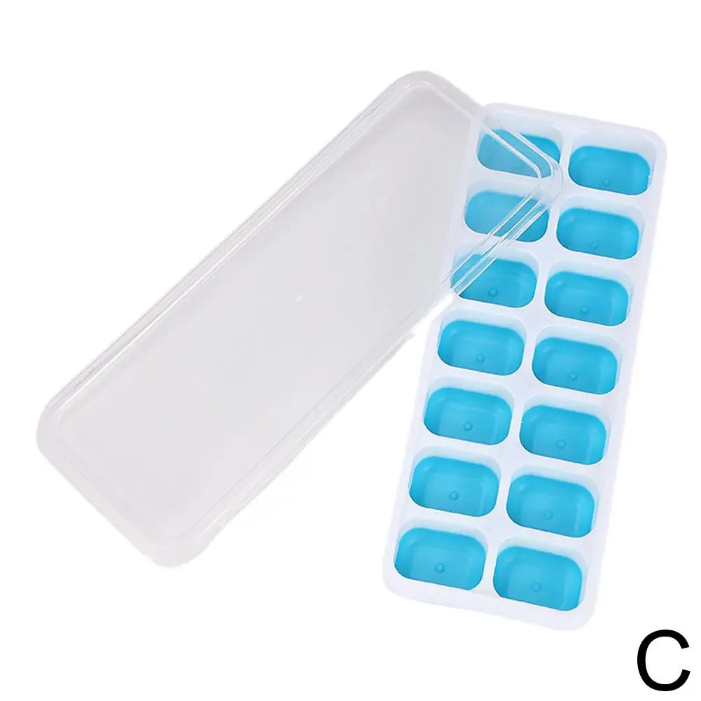Silicone Ice Cube Tray with Lid – 14-Cube Stackable Mold Silicone Ice Tray Axl C