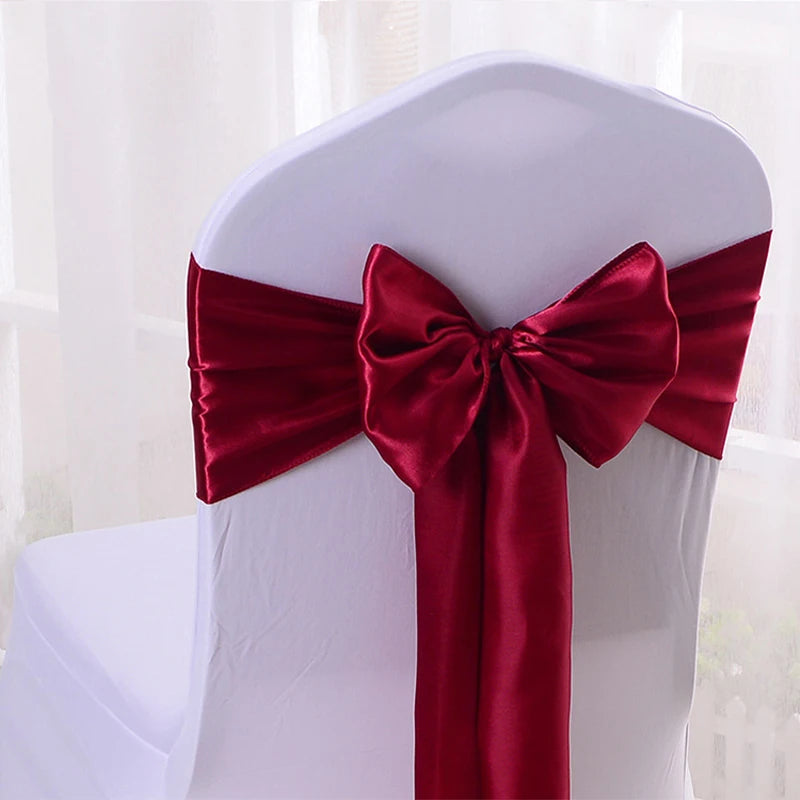 Satin Chair Sash Bow – Wedding & Party Chair Decoration Chair Sash Bow Axl Wine red