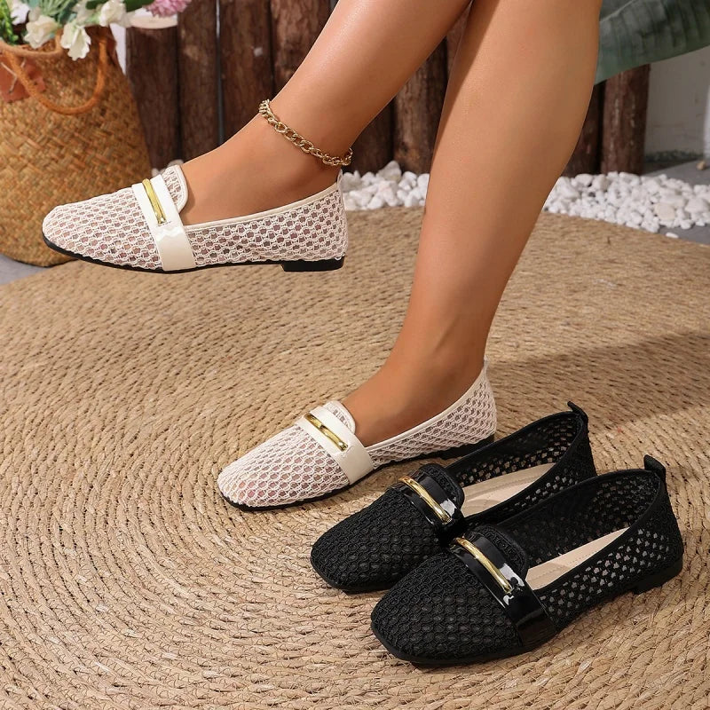 Women's Breathable Slip-On Casual Loafers | Flat Round Toe Shoes Women's Casual Loafers Axl