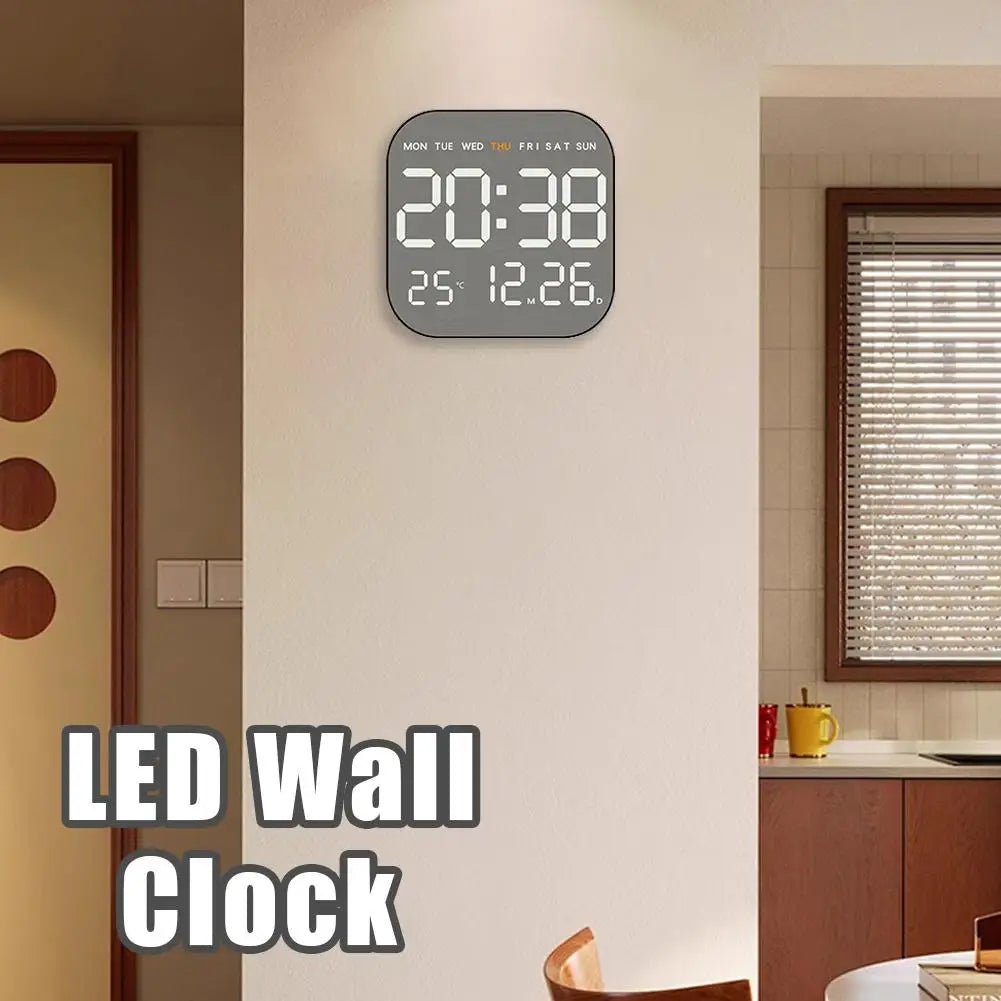 Silent LED Wall Clock – Time, Date & Temp Display | Modern Decor LED Wall Clock Axl