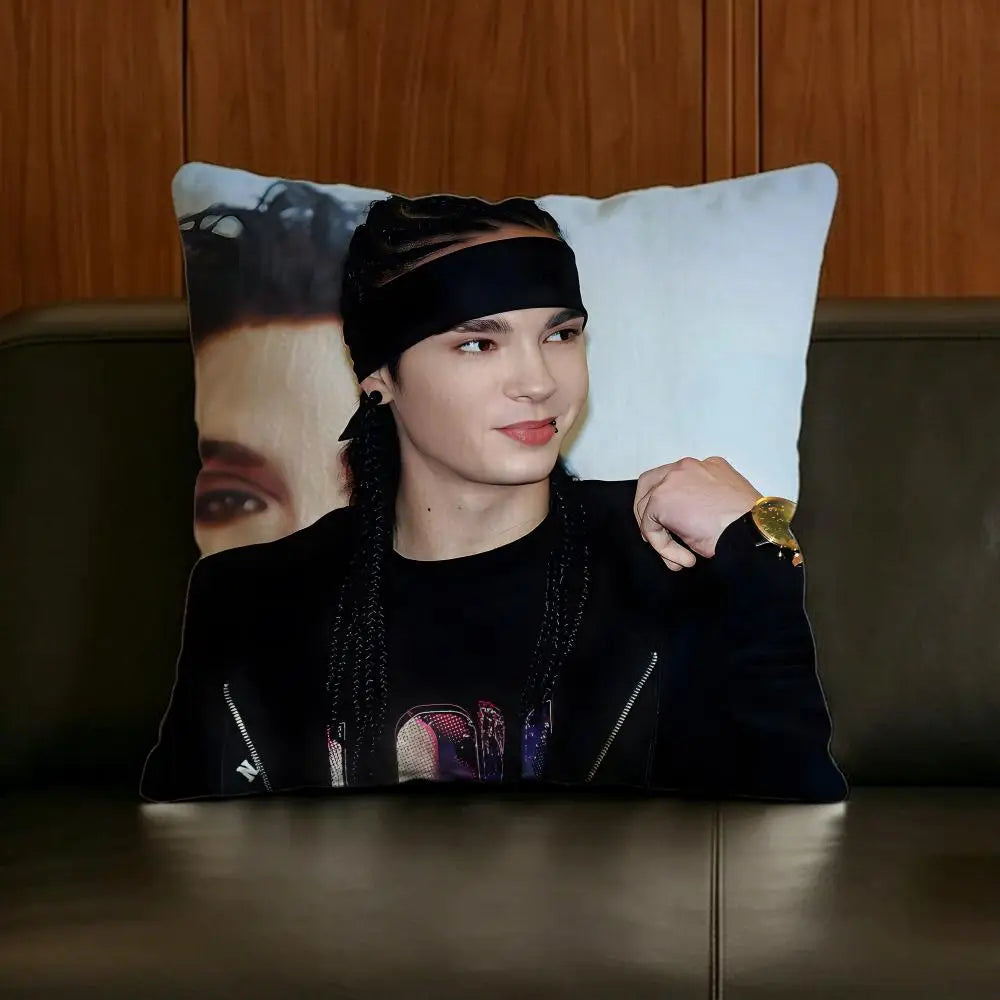 Tom Kaulitz Linen Cushion Cover | Sofa & Bed Pillow Case Decorative Cushion Cover Axl White4 40X40cm