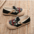 Women's Embroidered Canvas Flat Espadrilles – Slip-On Loafers Flat Espadrille Loafers Axl Black-1 38