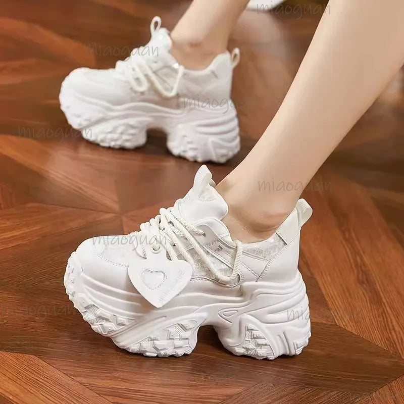 Women's 7CM Chunky Platform Sneakers – Non-Slip Zip Casual Platform Sneakers Axl