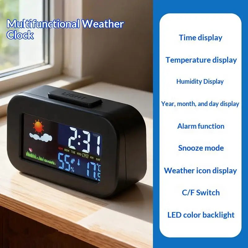 Weather Station Clock – Color Display Temp & Humidity Monitor Weather Station Clock Axl