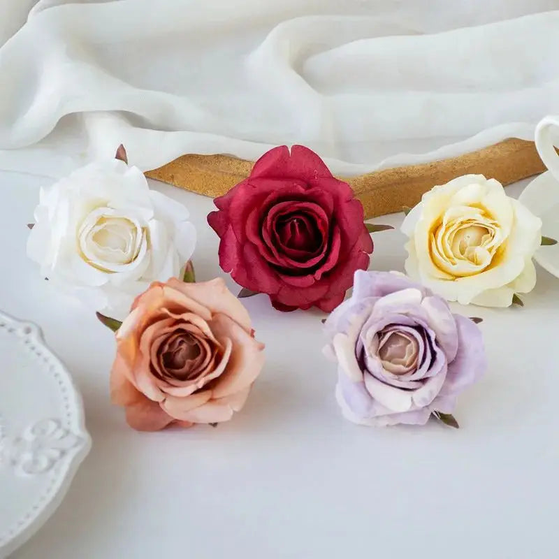 50/100 Pcs Silk Rose Artificial Flowers – Wedding & Home Decor Artificial Flower Heads Axl