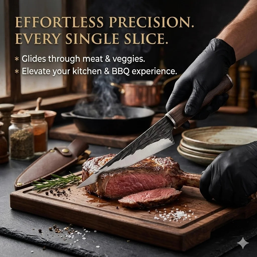 PLYS Forged Boning Knife – Carbon Steel Chef Knife Wood Handle Chef Boning Knife Axl
