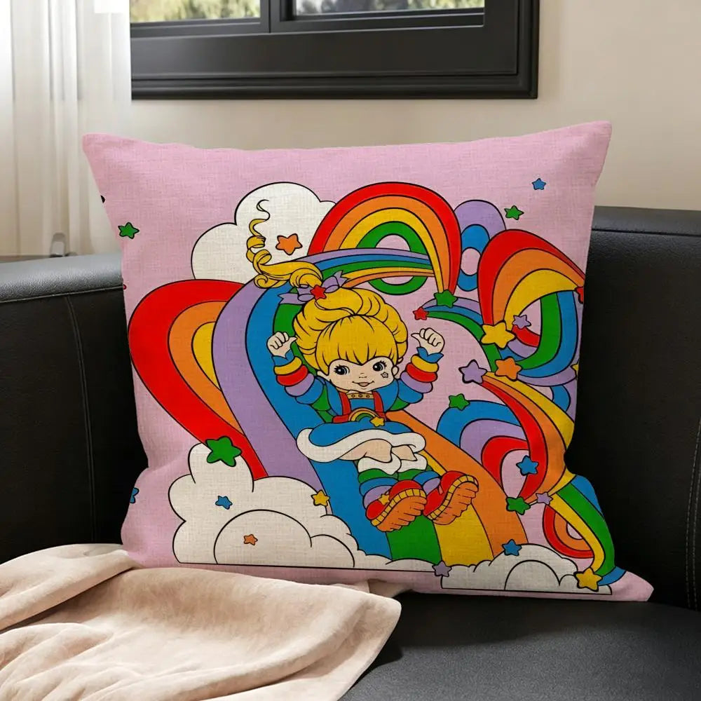 Rainbow Cartoon Linen Cushion Cover Set | Sofa & Bed Décor Linen Cushion Cover Axl