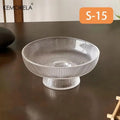 Clear Ribbed Glass Pedestal Fruit Bowl – Elegant Kitchen Decor Glass Pedestal Bowl Axl S