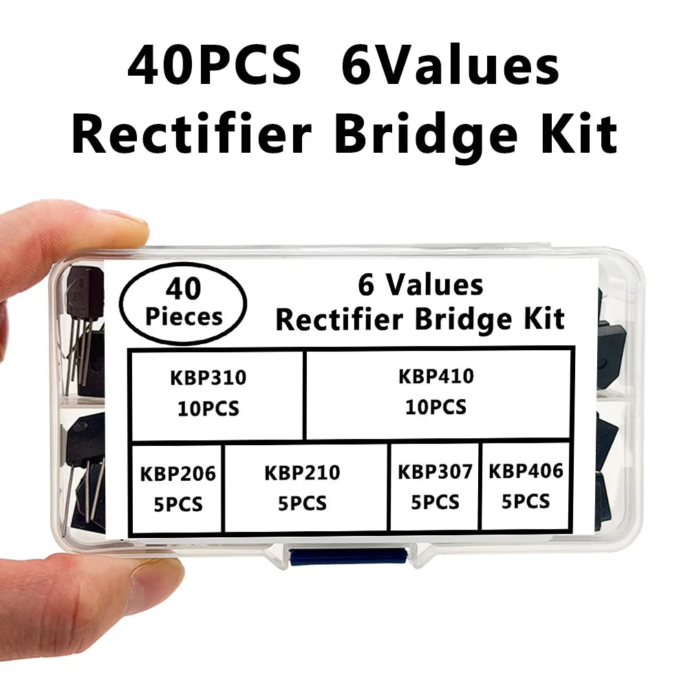 40-Piece KBP Rectifier Bridge Kit – 6 Values with Storage Box Rectifier Bridge Kit Axl