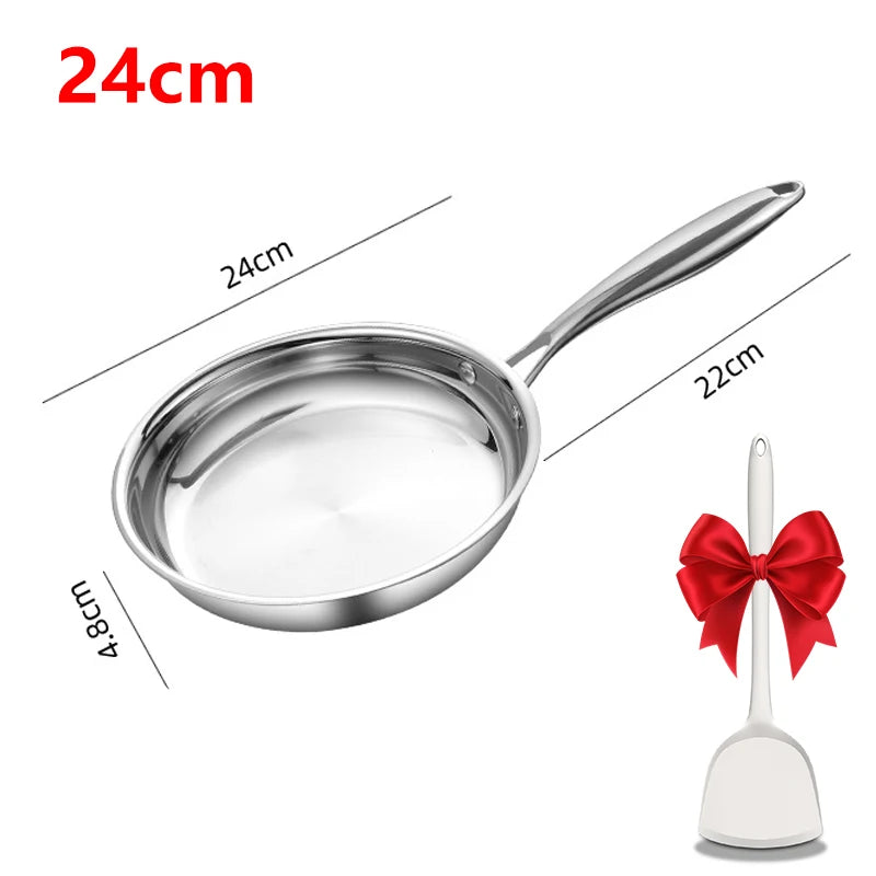 KEMORELA Tri-Ply 304 Stainless Steel Frying Pan | Induction Ready Stainless Steel Skillet Axl 24cm