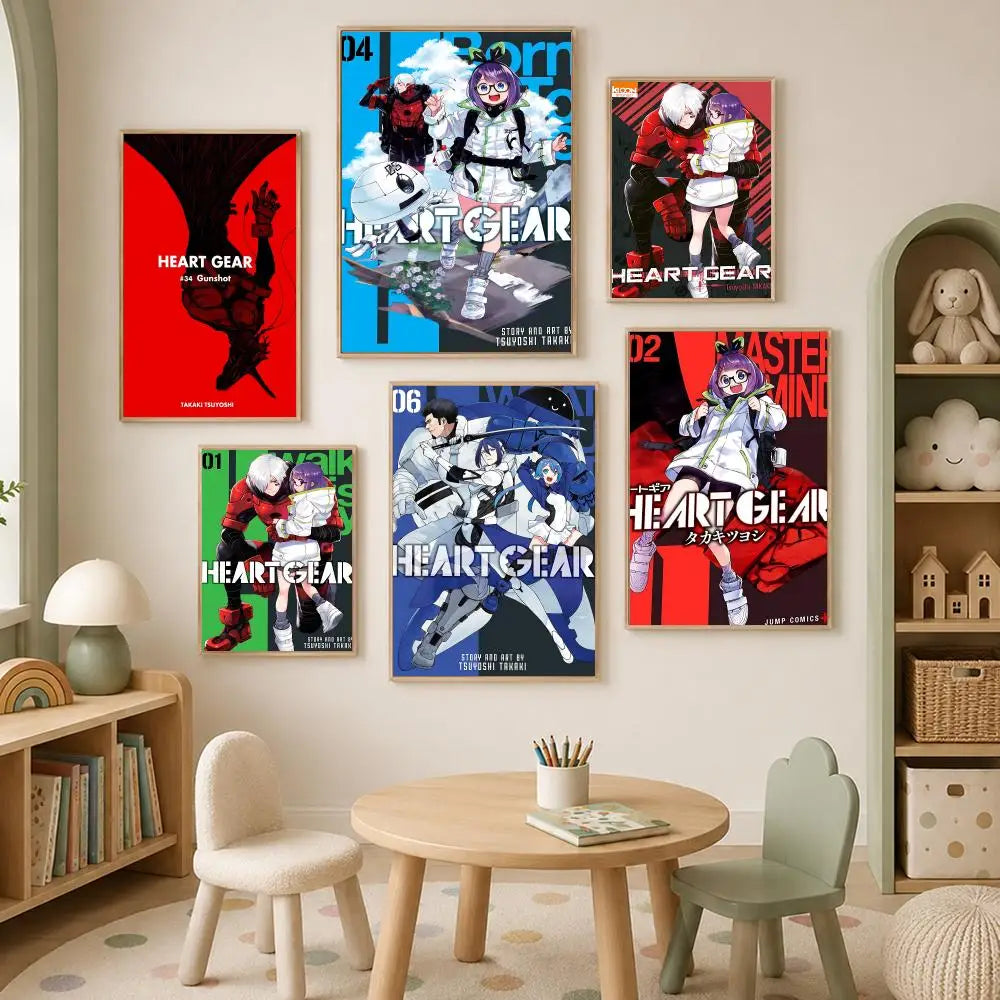 Cartoon Heart Gear Self-Stick Wall Art Poster | Waterproof HD Decor Wall Art Poster Axl