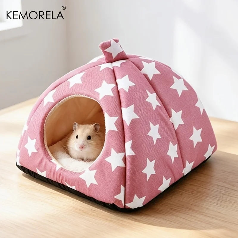 Washable Fleece Rabbit Hideout – Bunny & Guinea Pig Hut Small Animal Hideout Axl Pink Star XS