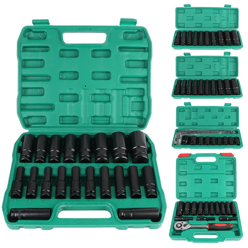 1/2" Drive Hex Socket Set 10–20 Pcs | Cr-V Car Repair Kit Socket Wrench Set Axl
