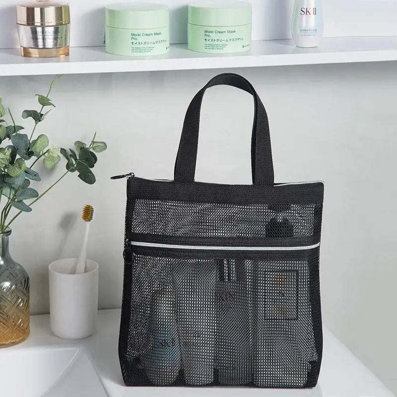 Large Mesh Cosmetic Bag – Zipper Travel Toiletry Makeup Organizer Travel Cosmetic Bag Axl