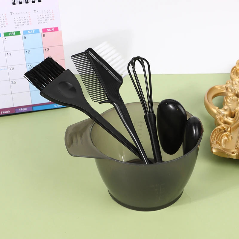 Hair Dye Brush & Bowl Set with Ear Caps & Mixing Rod – 6 Pc Hair Coloring Kit Axl