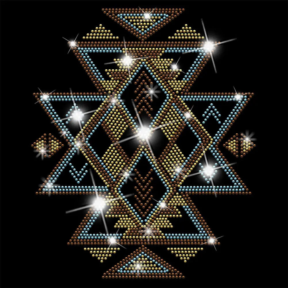 Aztec Floral Rhinestone Iron-On Patch – Large 32×24cm Appliqué Iron-On Rhinestone Patch Axl AECH04-17642