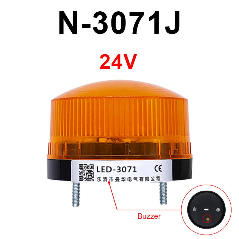 LED Strobe Warning Light with Buzzer | 12V 24V 220V IP44 Strobe Warning Light Axl Yellow-24V-Buzzer