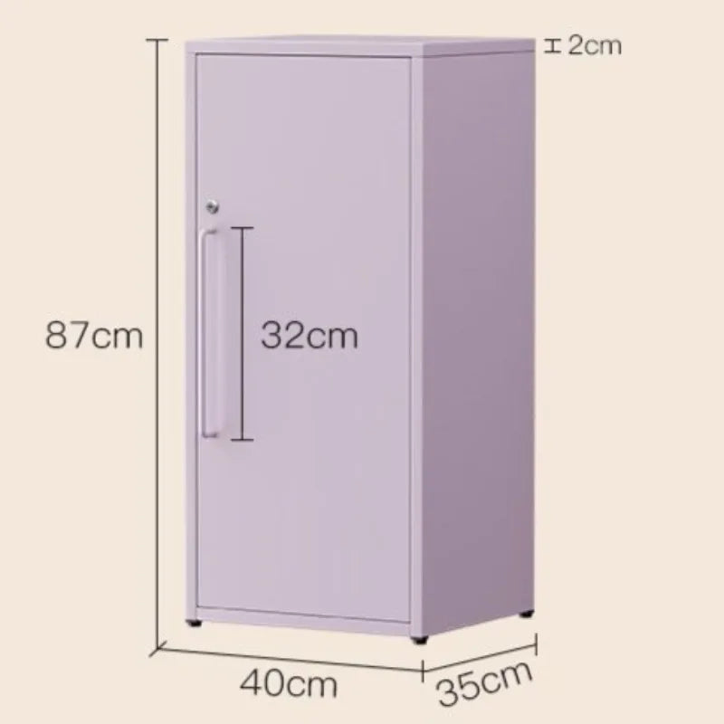 Metal Storage Cabinet with Lock – 50L 3-Compartment Organizer Lockable Storage Cabinet Axl Purple-Long Handle