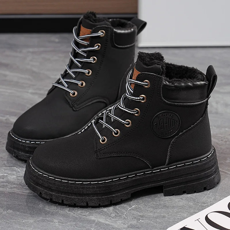 Women's High-Top Lace-Up Ankle Boots – Warm Thick Sole Winter Women's Ankle Boots Axl