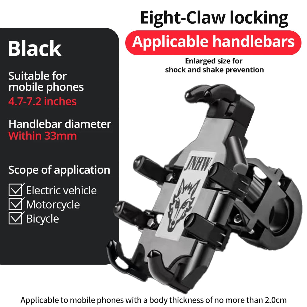 Octopus Motorcycle Bicycle Handlebar Phone Holder – 360° Rotating Handlebar Phone Mount Axl WHITE
